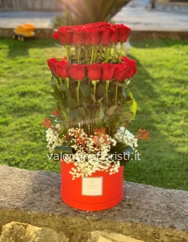 18 rose rosse box luxury